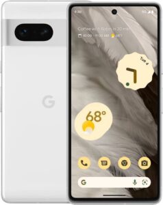 Google Pixel 7 5G smartphone in Snow, featuring a 128GB storage capacity and 50MP dual rear cameras 10.8MP Selife Cam.