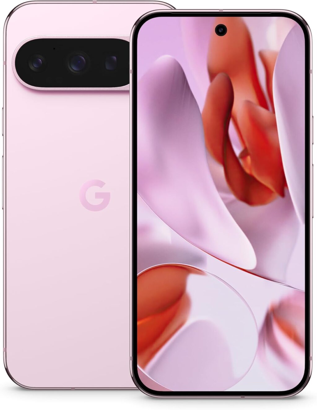 Google Pixel 9 Pro 5G in Rose Quartz, equipped with 256GB storage and 50mp triple rear cameras for high-quality photography.