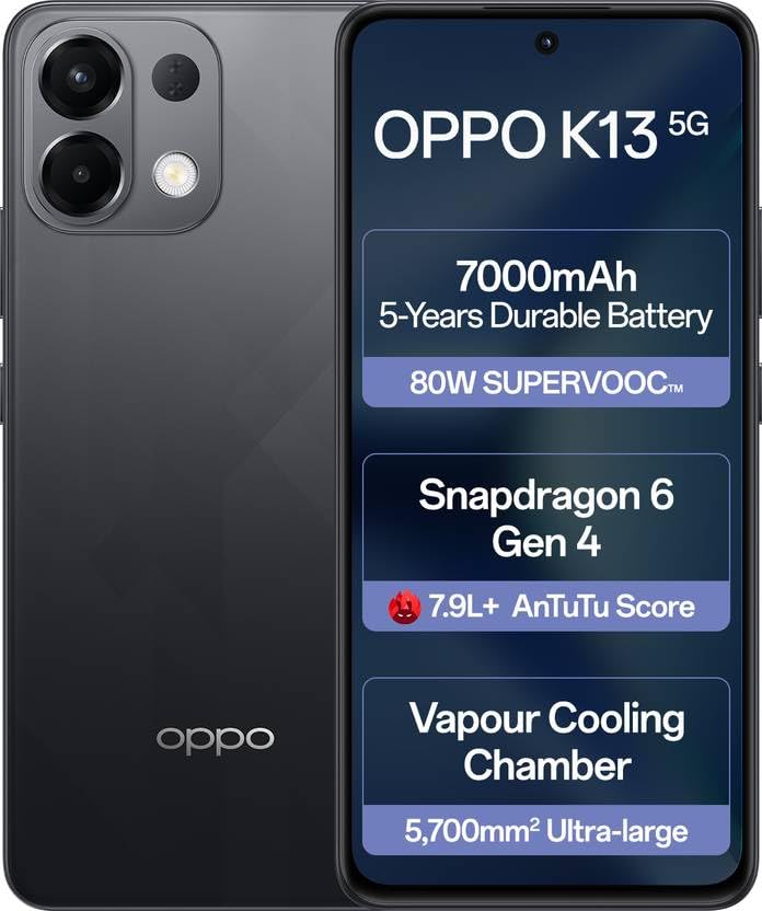 OPPO K13 5G Prism Black 50MP, 2MP Dual Rear Camera 16MP Front Camera Mobile Phone