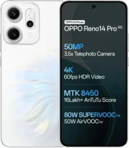 OPPO Reno14 Pro 5G Pearl White 50MP, 50MP, 50MP Triple Camera 50MP Front Camera 5G Smartphone above Rs 50000
