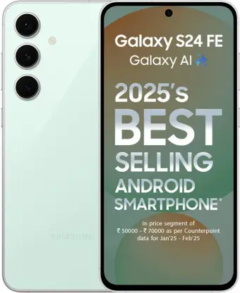 Samsung Galaxy S24 FE 5G Mint 8MP, 12MP, 50MP Triple Rear camera 10MP Front Camera Mobile Phone Under Rs 40,000