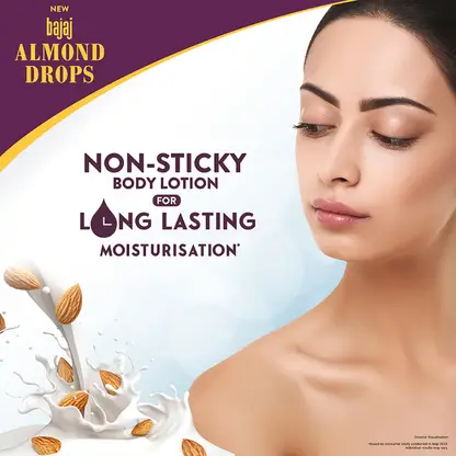 Keep your skin beautifully hydrated with BAJAJ Almond Drops Non-Sticky Body Lotion